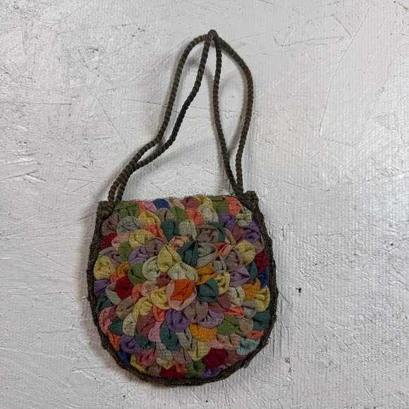 Antique Handmade German Ladies\' Purse – Multi-Color Silk Petals Design‎